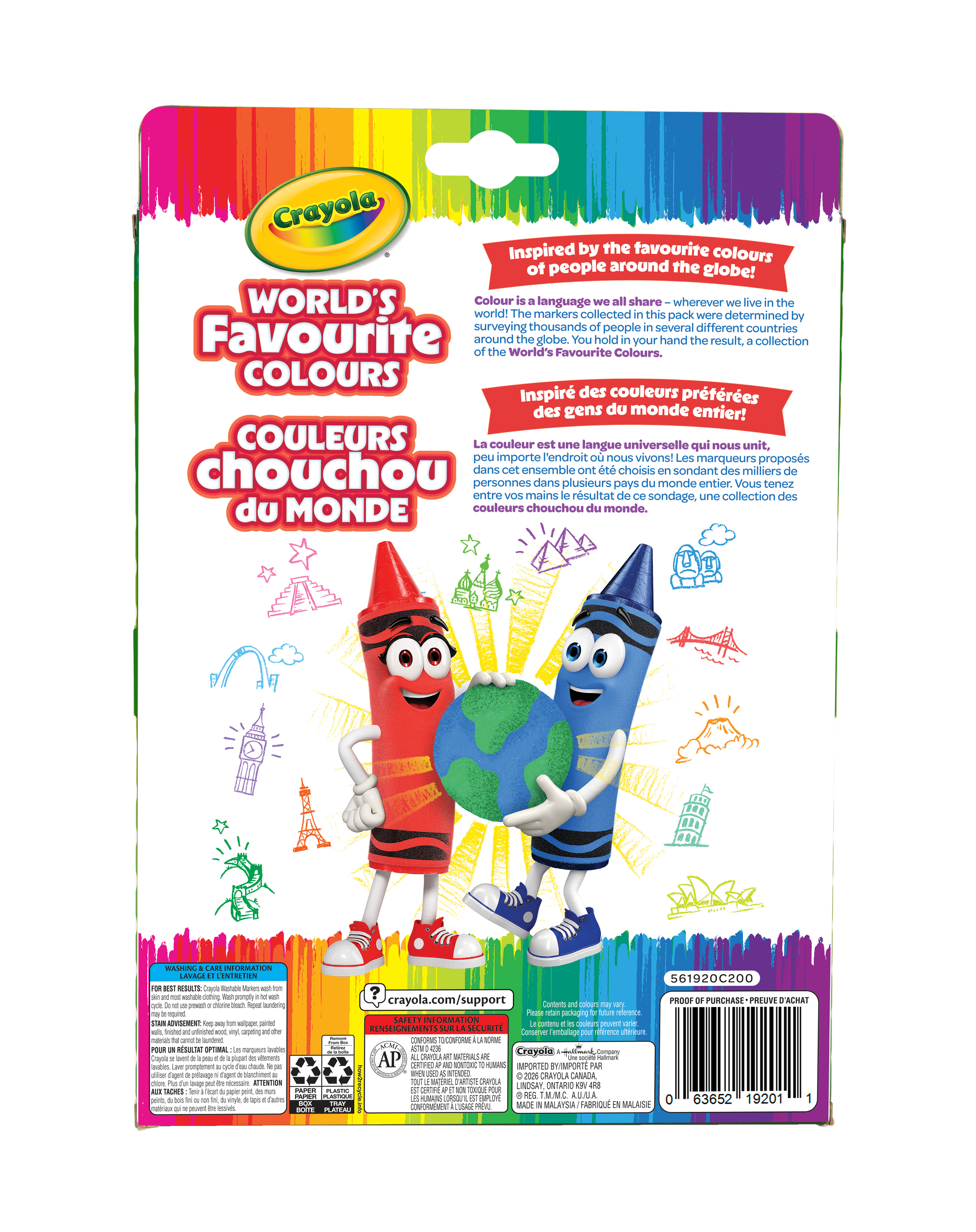 Worlds Favourite Colours Markers Back of Package