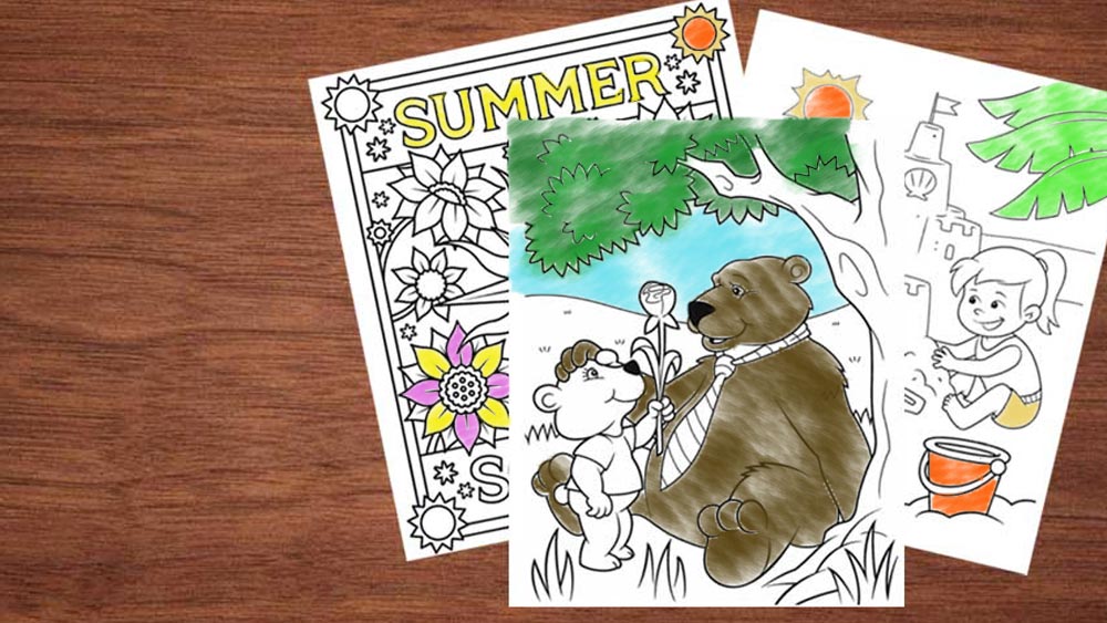 Summer colouring pages