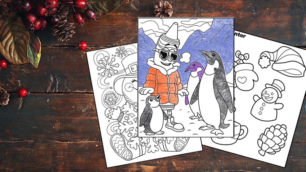 Winter colouring pages