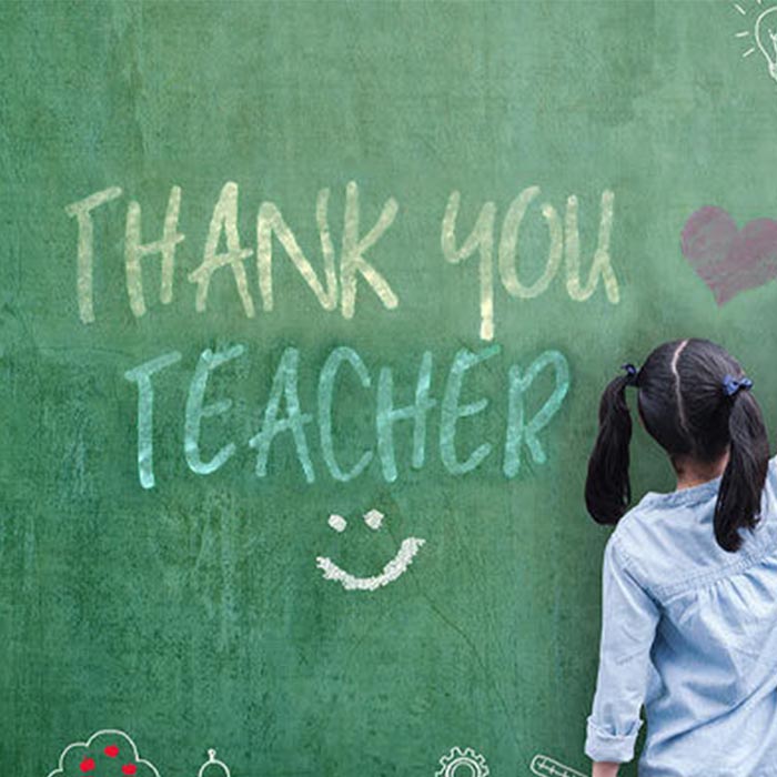 Chalkboard drawing thanking a teacher