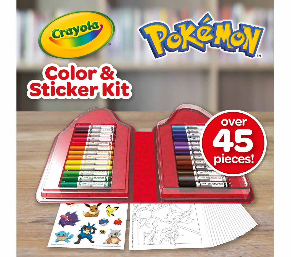 Pokemon Color & Sticker Kit contents. over 45 pieces.