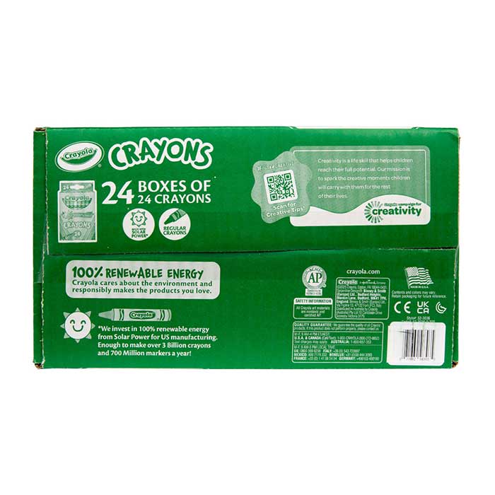 Bulk 24 Box Classpack of 24 Crayons bottom view.