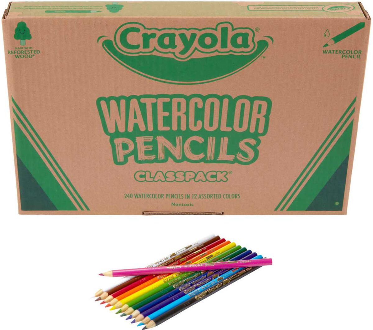 Watercolor Pencils Classpack 240 count with 12 colors. One of each pencil color with packaging.