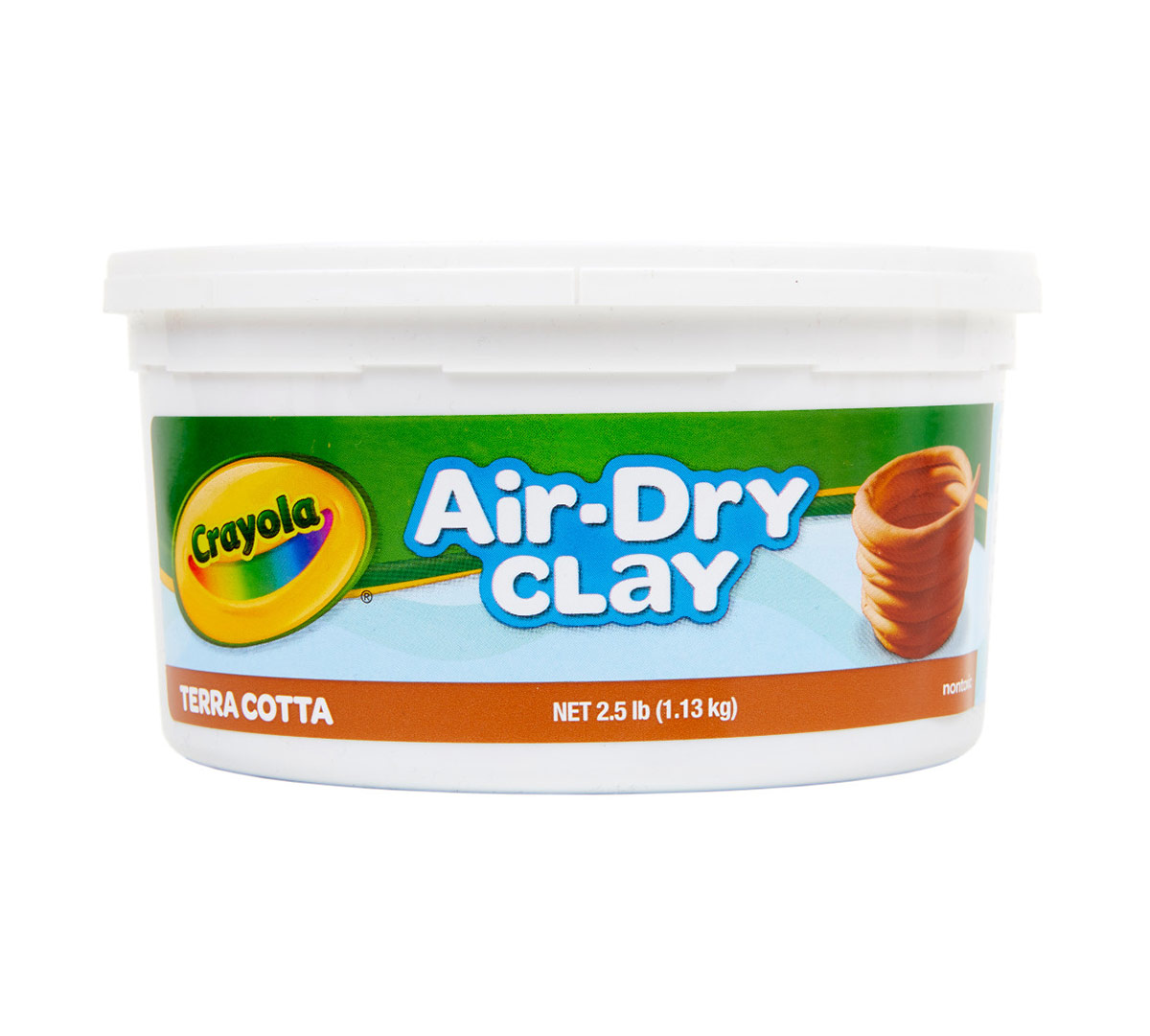 Terra Cotta Air Dry Clay Tub  2.5lb Reusable Bucket front view