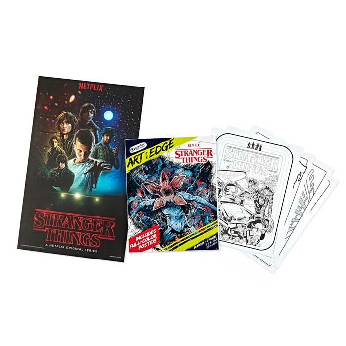 Art With Edge Stranger Things, 28 Coloring Pages packaging and contents.