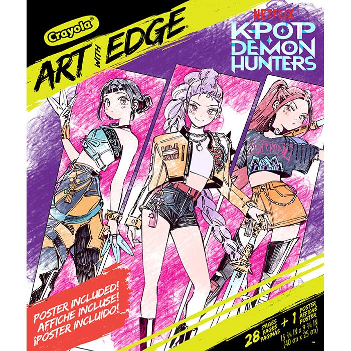 Art with Edge K-Pop Demon Hunters, 28 Coloring Pages front view.
