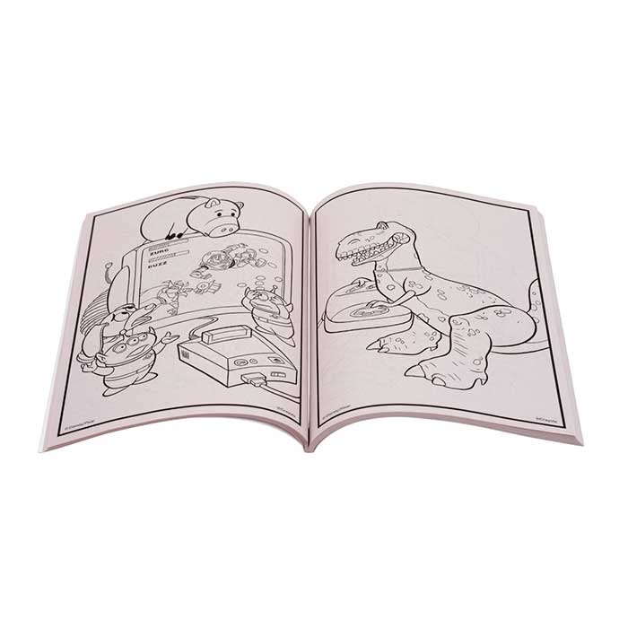 Toy Story 5 Coloring Book, 96 pages. Book open to select page.