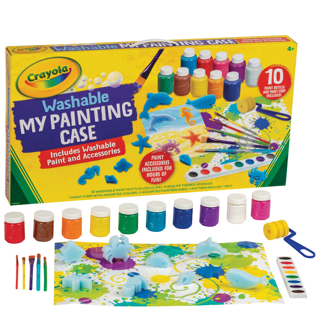 Crayola® Washable My Painting Case Contents and packaging.