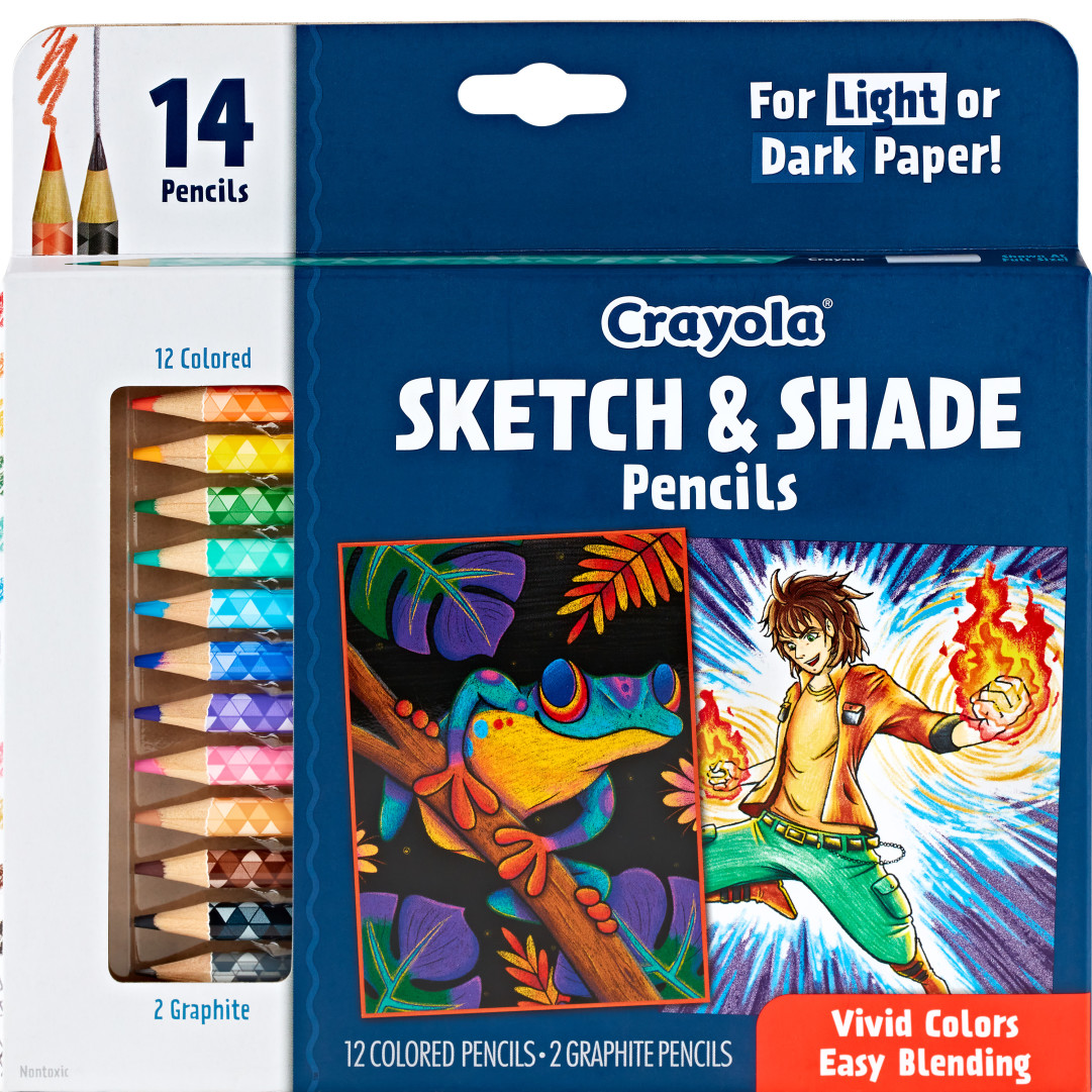 Crayola® Design & Draw - 14 Sketch & Shade Colored Pencils Front view.