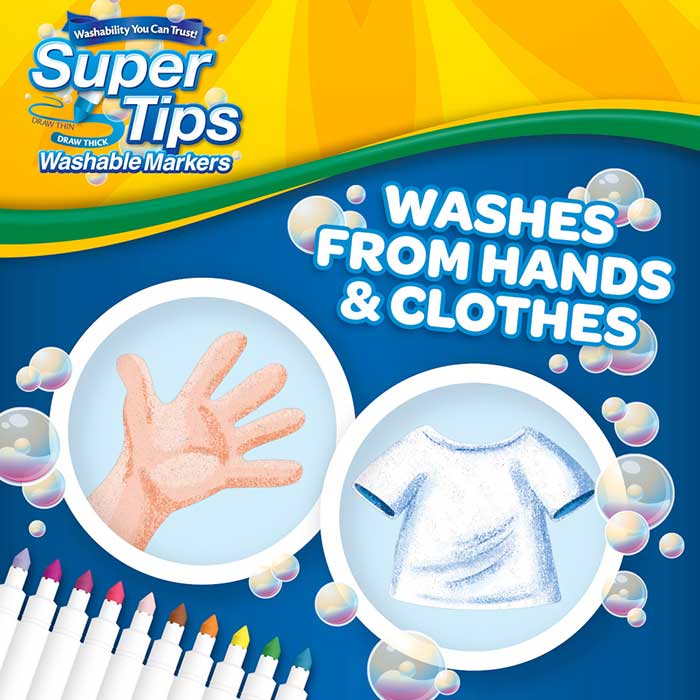 Super Tips Washable Markers, 150 Count. Washes from hands and  clothes.
