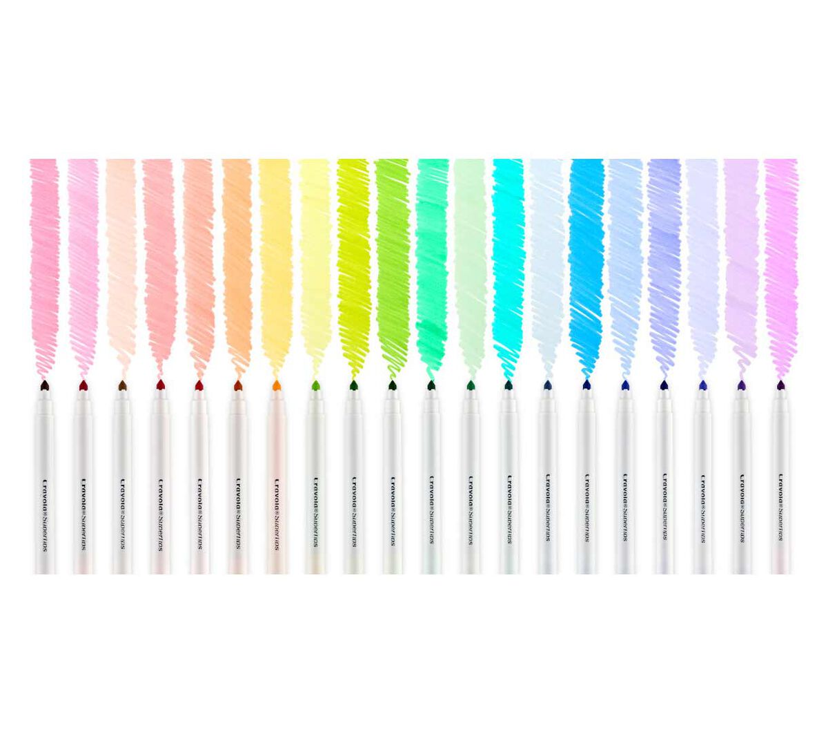 Washable super tips pastel markers, 20 count. color swatches.