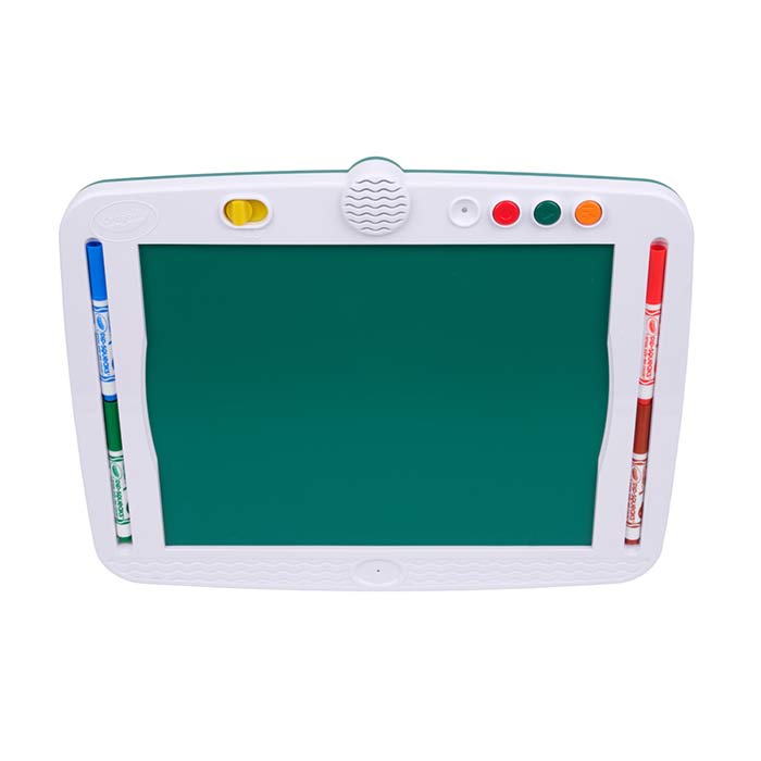 Crayola Story Creator, Interactive Sound Tablet for Kids front view of unit with marker storage.