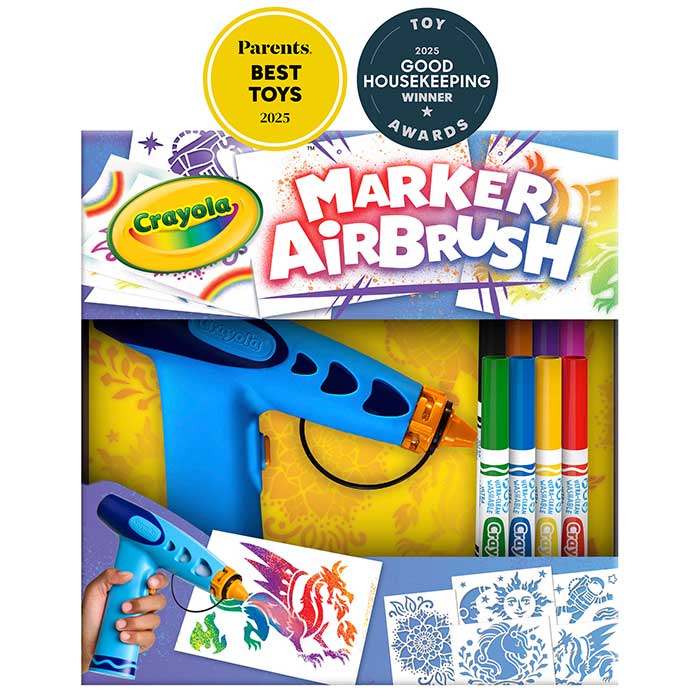 Marker Airbrush Kit front view with 2025 Good Housekeeping and Parents Best Toys Award Seals