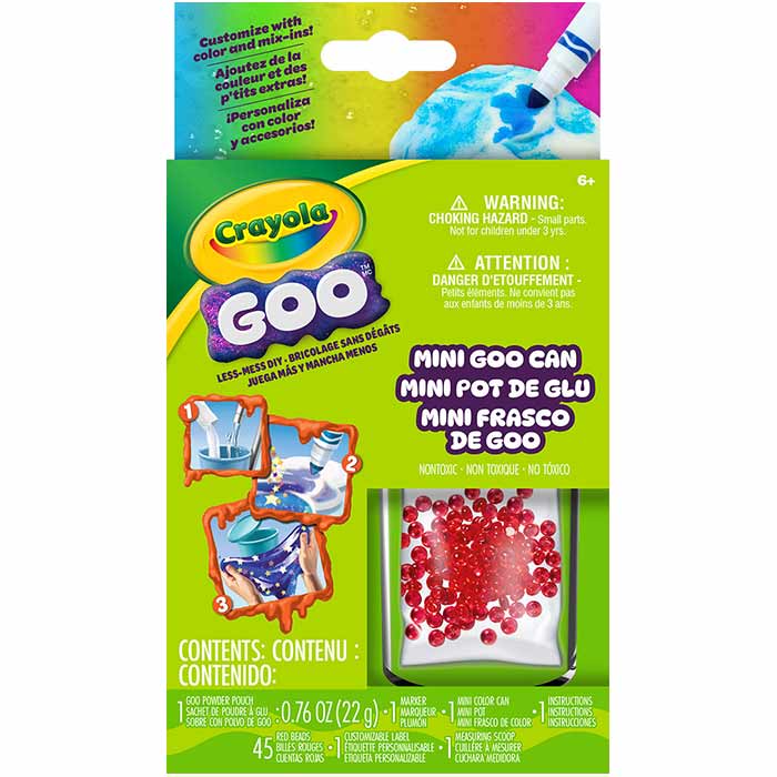 Crayola Goo, 1 Ct Mini Goo Can red beads front view.