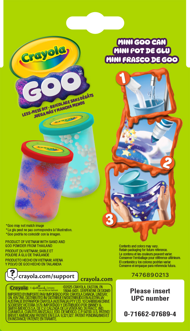 Crayola Goo, 1 count Mini Goo can back view.