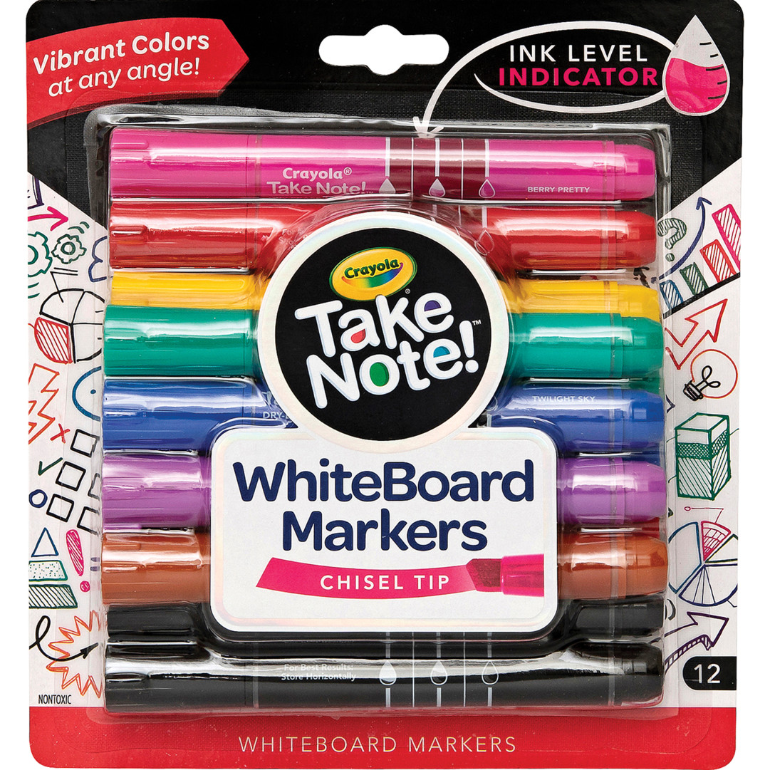 Take Note&#x2122; - 12 Whiteboard Markers Chisel Tip Front view
